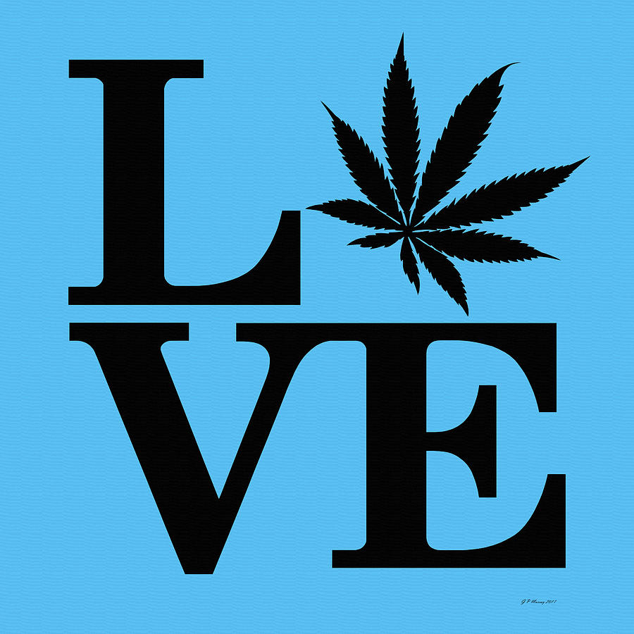 Marijuana Leaf Love Sign #2 Digital Art by Gregory Murray