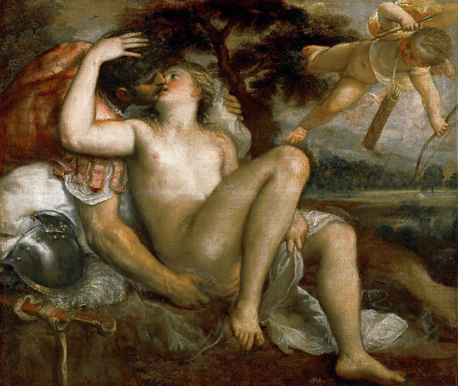 Titian Painting - Mars, Venus and Amor #2 by Titian