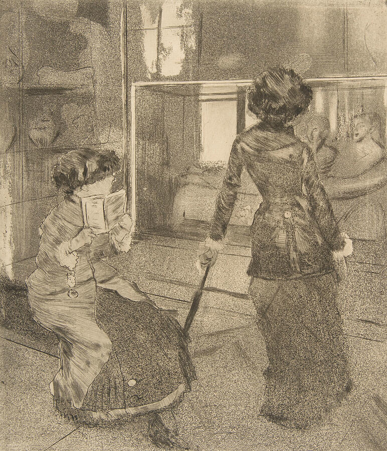 Mary Cassatt at the Louvre, from 1879-1880 Relief by Edgar Degas