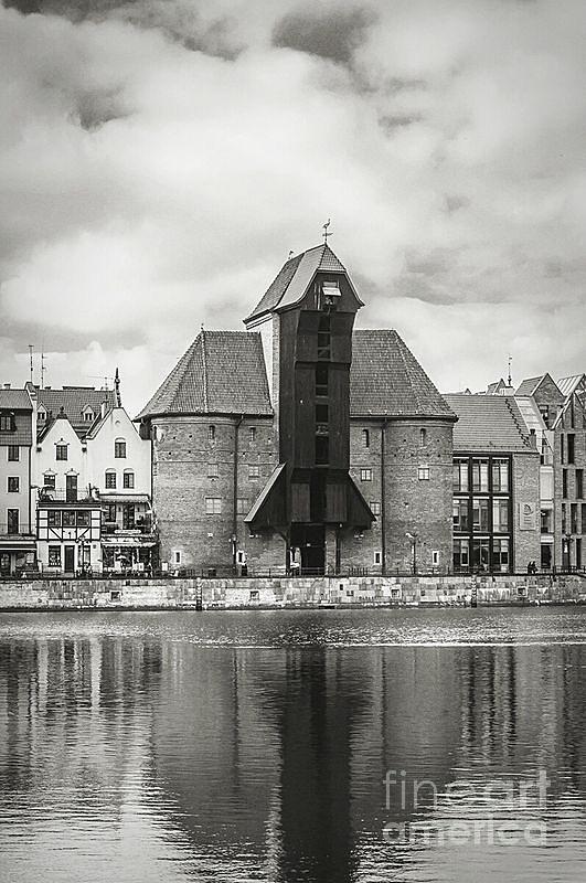Medieval Crane, Gdansk Bw Photograph