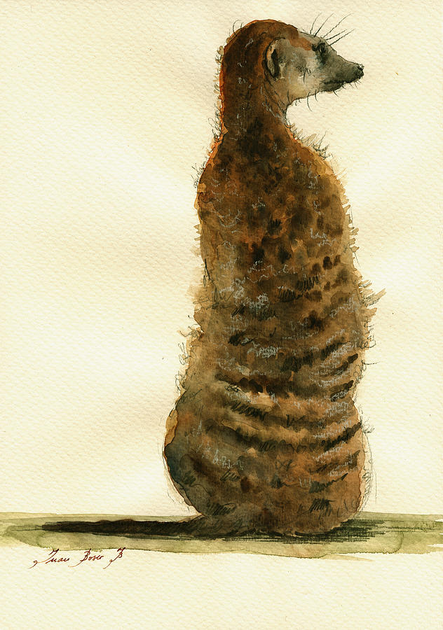Meerkat Painting - Meerkat or Suricate painting #2 by Juan  Bosco