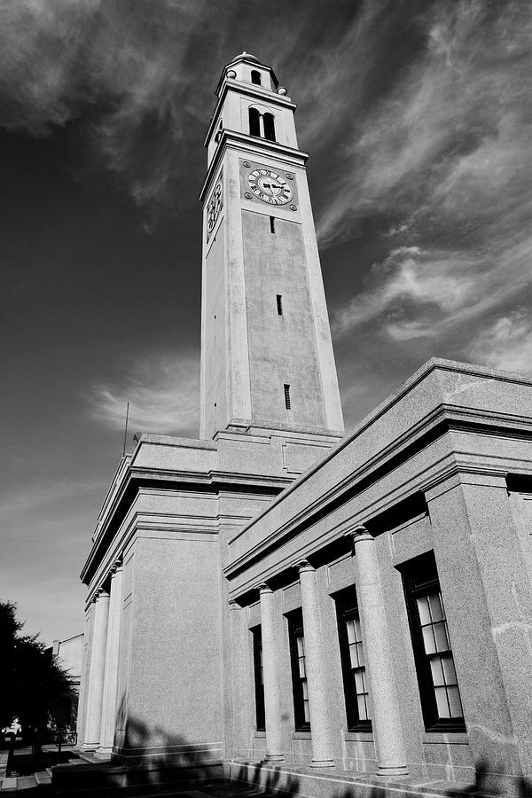 Memorial Tower - LSU BW Photograph by Scott Pellegrin