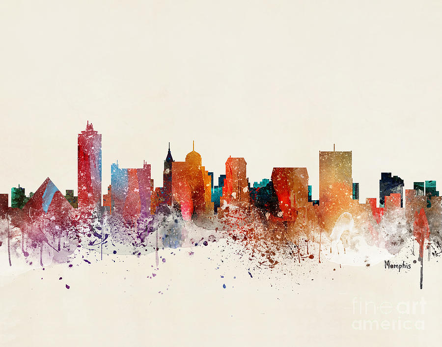 Skyline Painting - Memphis Skyline #2 by Bri Buckley