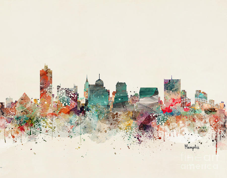 Memphis Tennessee Skyline #2 Painting by Bri Buckley