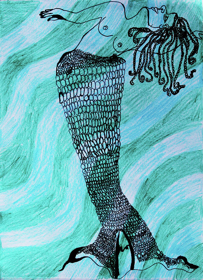 Mermaid #2 Painting by Gloria Ssali