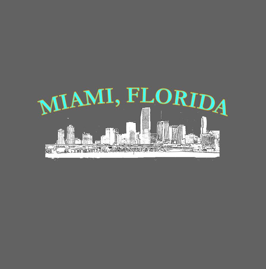 Miami Digital Art - Miami Florida #2 by Brians T-shirts