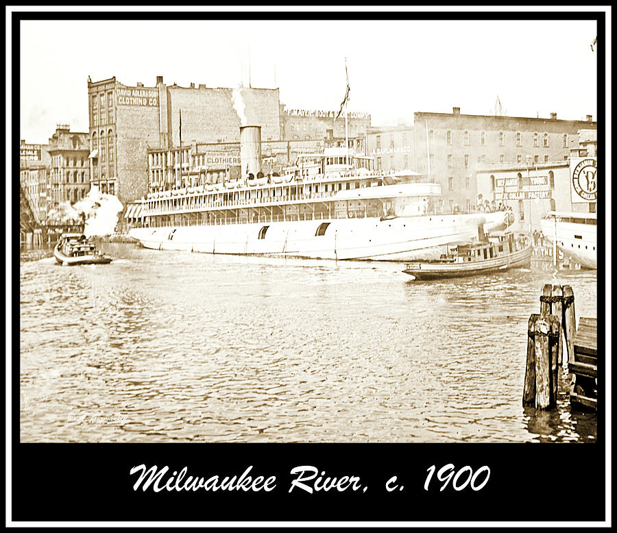 Milwaukee River, Downtown Milwaukee, c.1900, Vintage Photograph #2 Photograph by A Macarthur Gurmankin