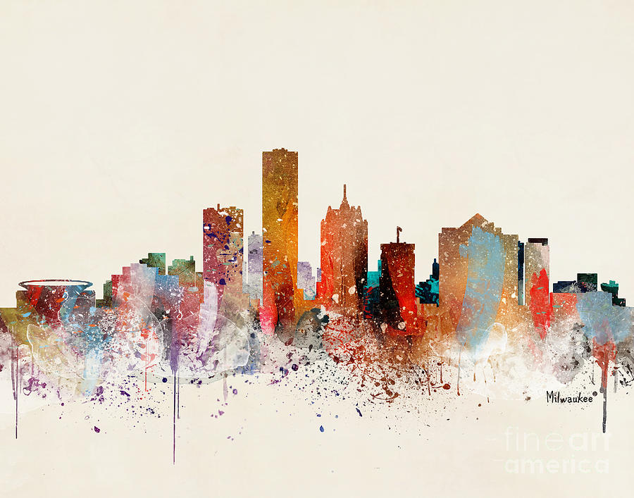 Milwaukee Wisconsin Painting - Milwaukee Skyline by Bri Buckley