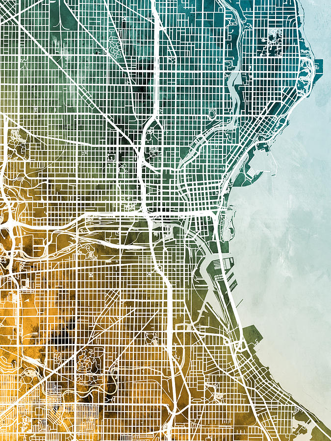 Milwaukee Digital Art - Milwaukee Wisconsin City Map #2 by Michael Tompsett