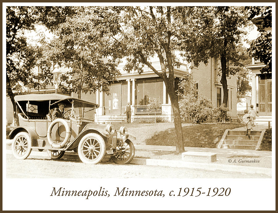Minneapolis Residential Street, Model T Ford, c.1915, Vintage Ph #1 Photograph by A Macarthur Gurmankin