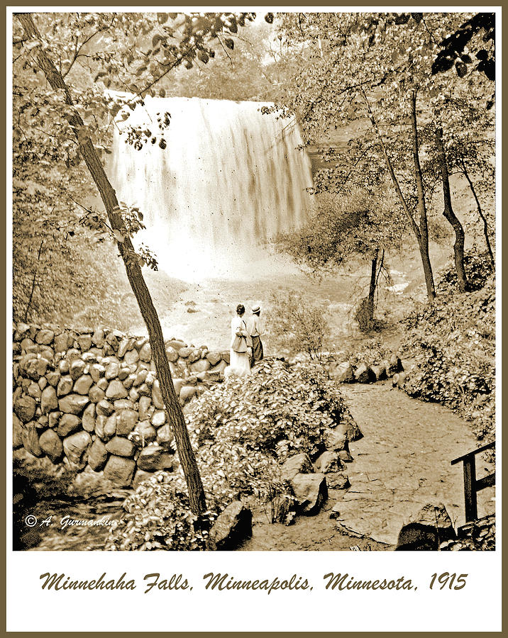 Minnehaha Falls, Minneapolis, Minnesota, 1915, Vintage Photograp Photograph