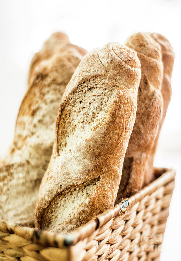 Mixed French Organic French Baguette Bread In Bakery Display #2 Photograph by JM Travel Photography