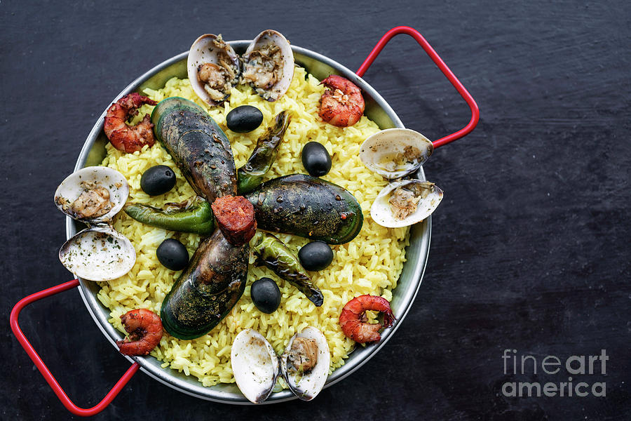 Mixed Seafood And Rice Paella Famous Traditional ...