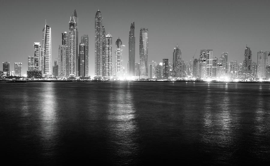 Modern city skyline black and white Photograph by Alexey Stiop