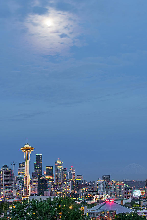 Moon Over Seattle #2 Photograph by Willie Harper