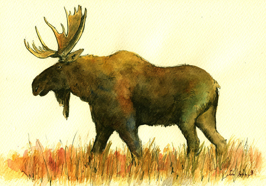 Moose Painting - Moose #2 by Juan  Bosco