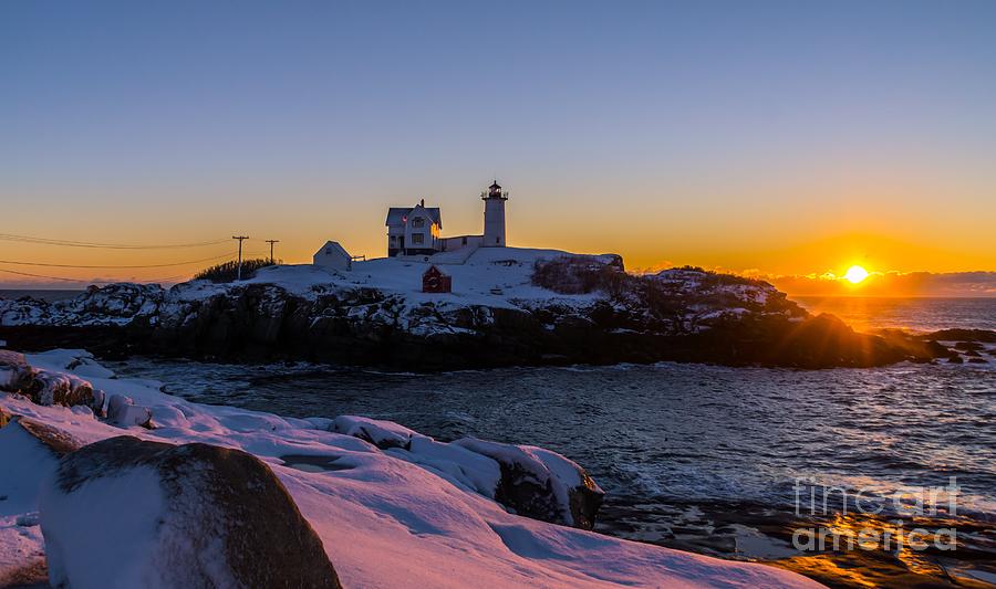 Morning Sunrise at Cape Neddick/Nubble Light. #3 Photograph by New England Photography