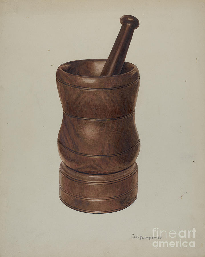 Mortar And Pestle Drawing by Carl Buergerniss | Fine Art America