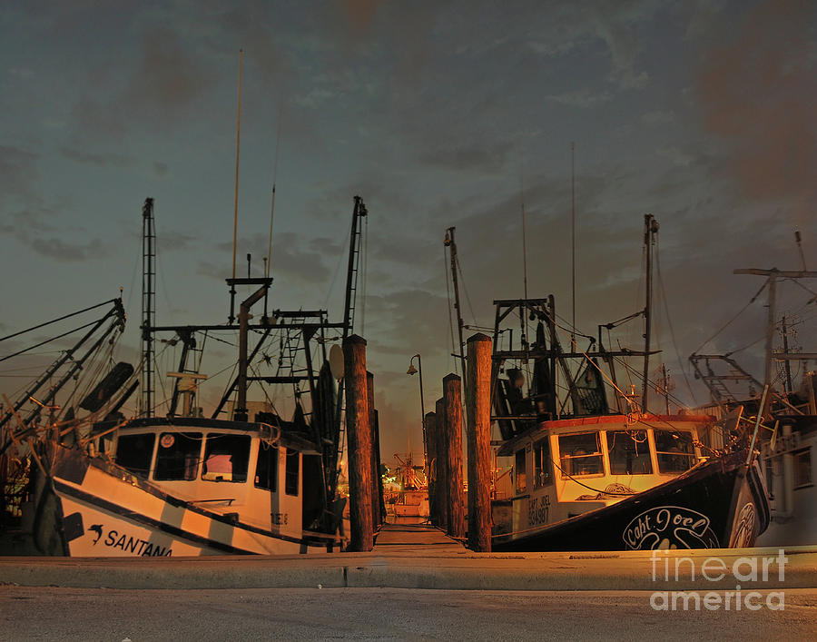 Sunset Photograph - Mosquito Fleet Galveston #2 by Calvin Wehrle