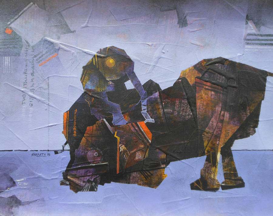 Elephant Painting - Mothere And child  #3 by Sharath Palimar
