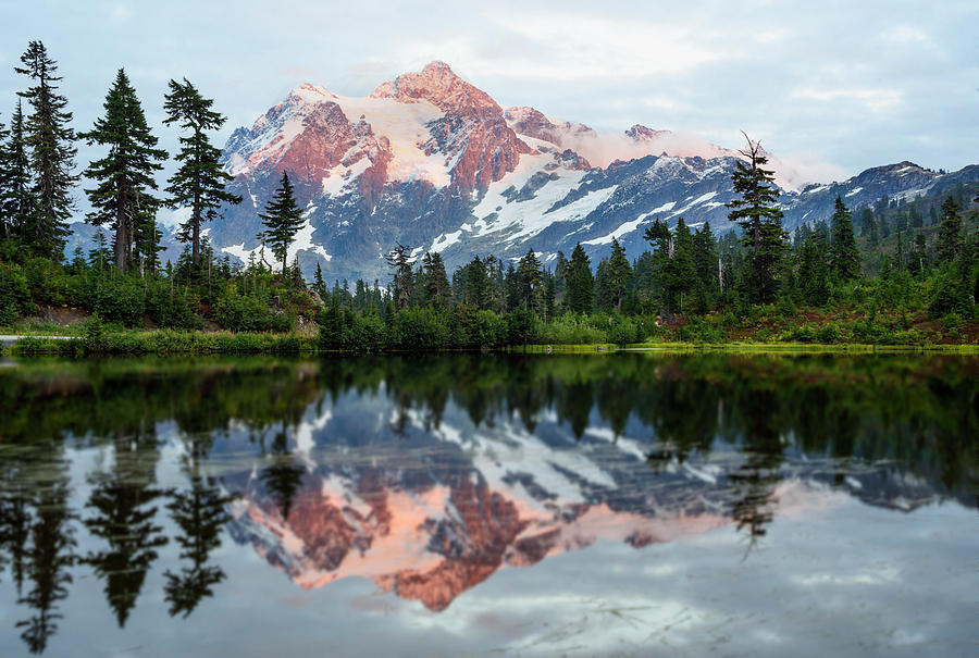 Mount Shuksan and Picture Lake #1 Digital Art by Michael Lee