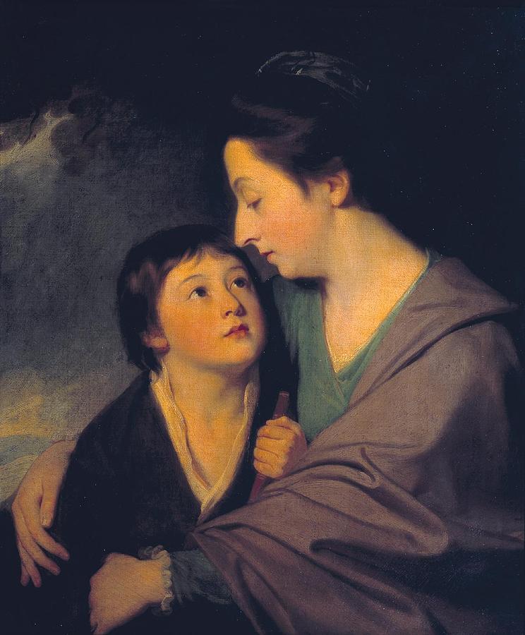 Woman Painting - Mrs Richard Cumberland and her Son Charles #2 by George Romney