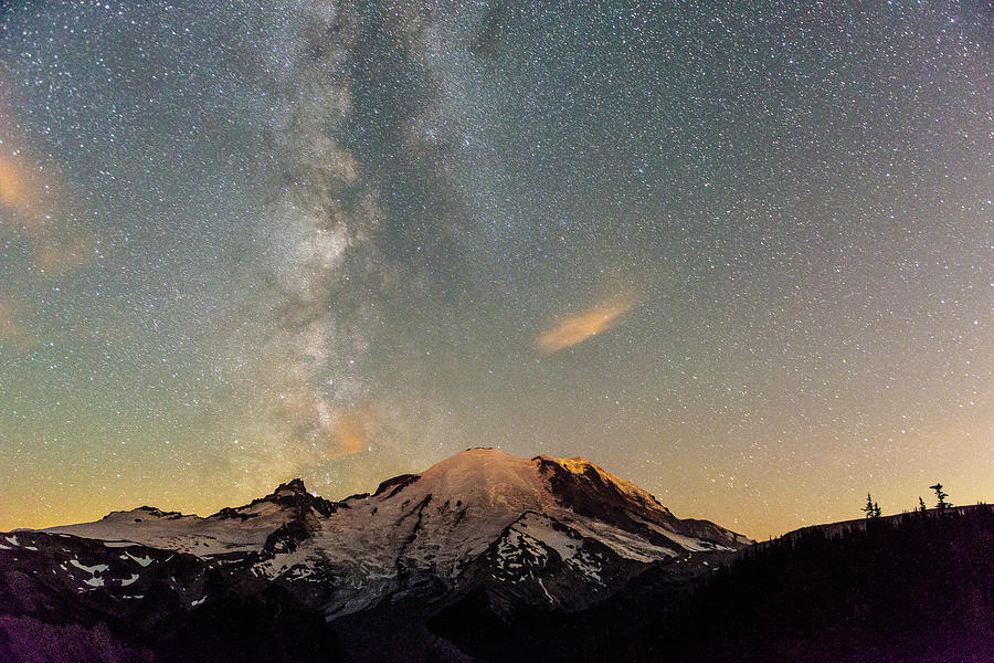 Mt.Rainier with Milky way #2 Photograph by Hisao Mogi
