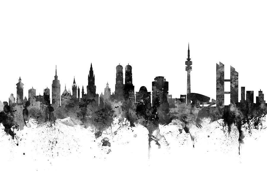 Munich Germany Skyline #2 Digital Art by Michael Tompsett