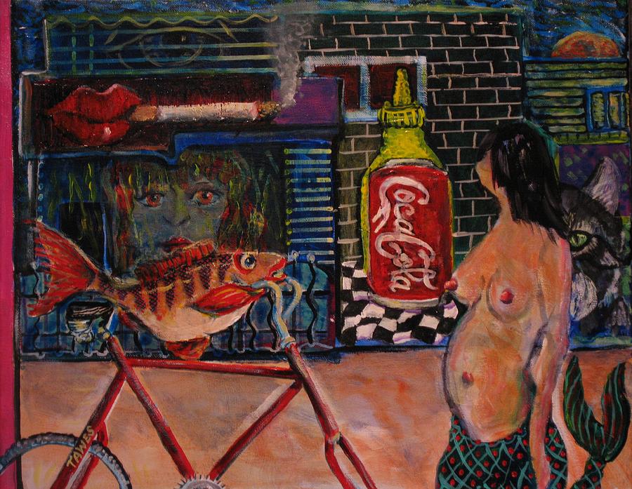 My Dinner on a Bike Painting by Dennis Tawes