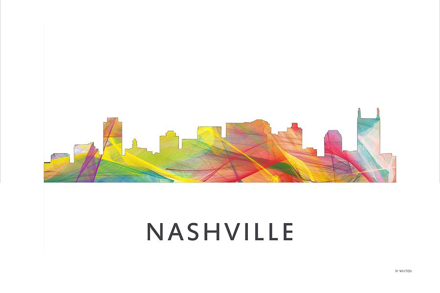 Architecture Digital Art - Nashville Tennessee Skyline #2 by Marlene Watson