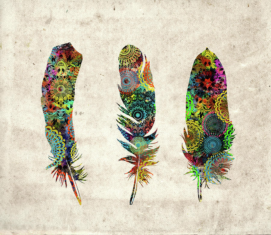 Native Mandala Feathers  #2 Digital Art by Bekim M
