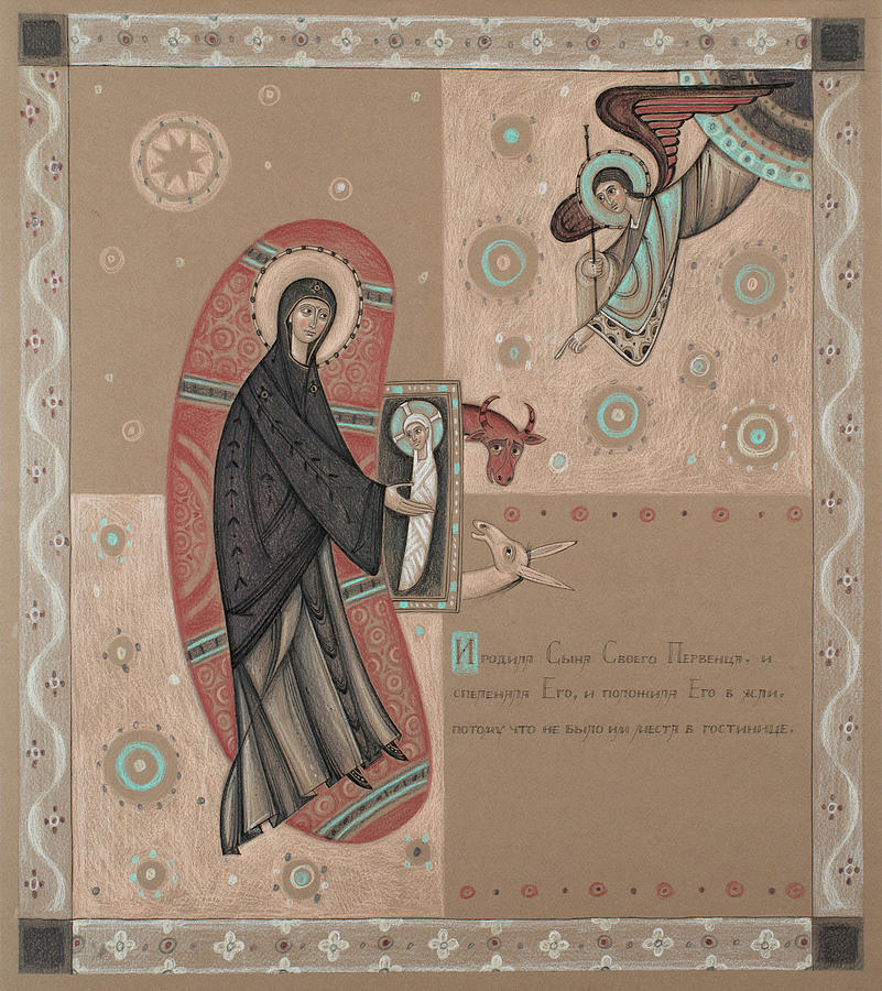 Nativity of Christ #3 Mixed Media by Olga Shalamova