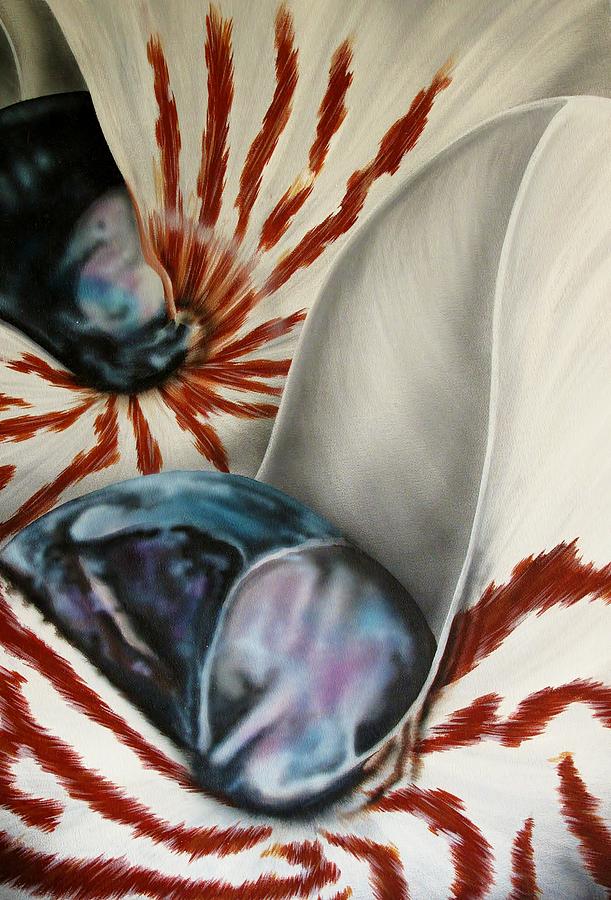 Shells Painting - 2 Nautilus by Katie McConnachie Shells Painting - 2 Nautilus by Katie McConnachie