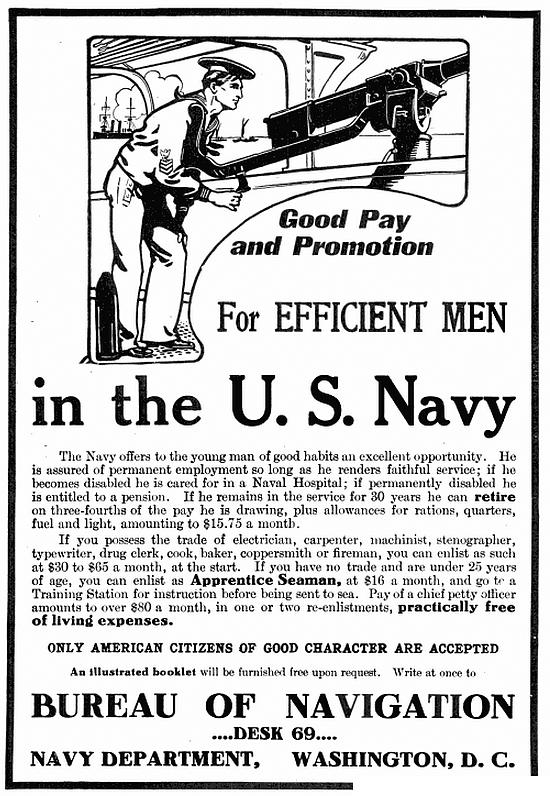 Navy recruitment advertisement in Popular Mechanics Painting by ...