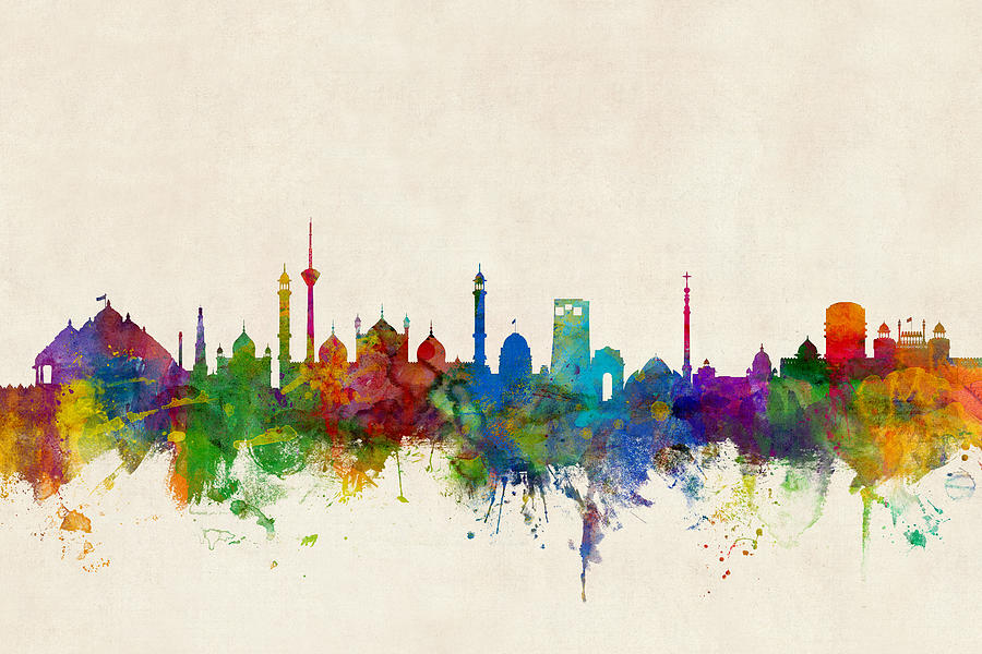 New Delhi India Skyline #2 Digital Art by Michael Tompsett