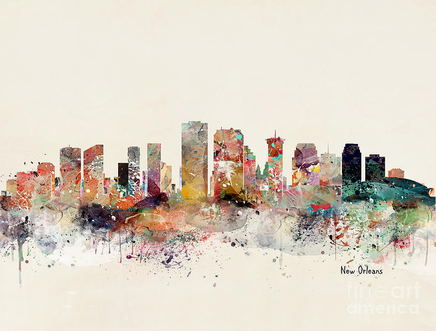 New Orleans Painting - New Orleans Louisiana Skyline #2 by Bri Buckley