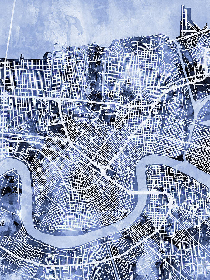 New Orleans Street Map #2 Digital Art by Michael Tompsett