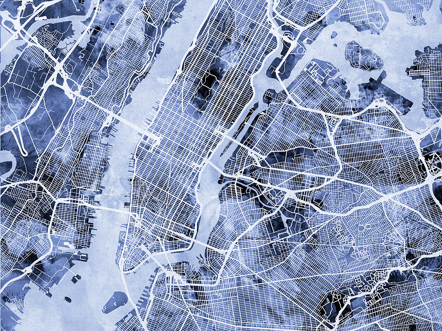 New York City Digital Art - New York City Street Map #2 by Michael Tompsett