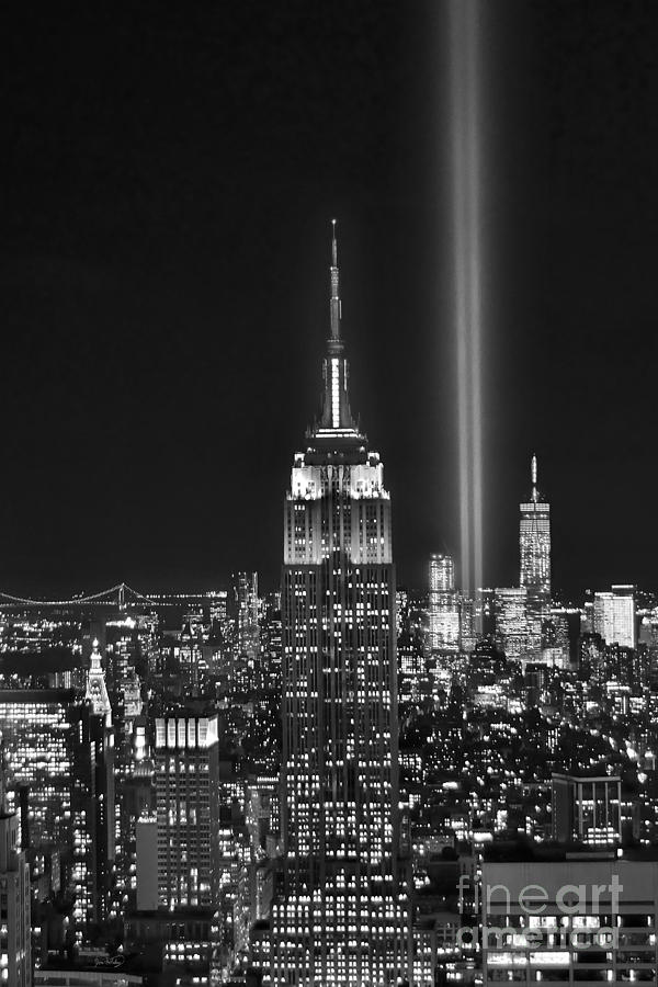 New York City Skyline Photograph - New York City Tribute in Lights Empire State Building Manhattan at Night NYC #2 by Jon Holiday