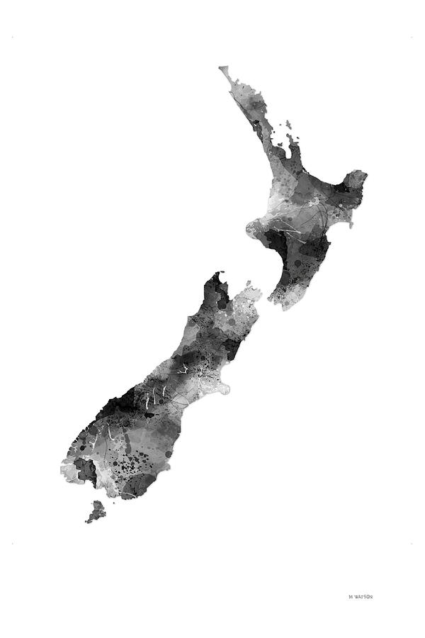 New Zealand Map #2 Digital Art by Marlene Watson