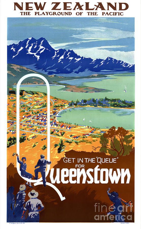 Vintage Painting - New Zealand Vintage Travel Poster Restored #2 by Vintage Treasure