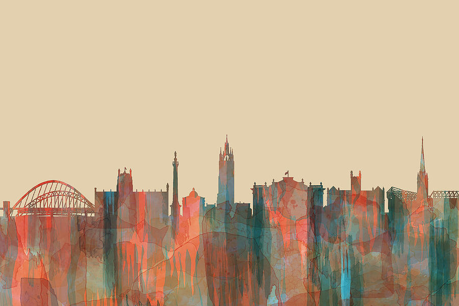 Newcastle England Skyline #2 Digital Art by Marlene Watson