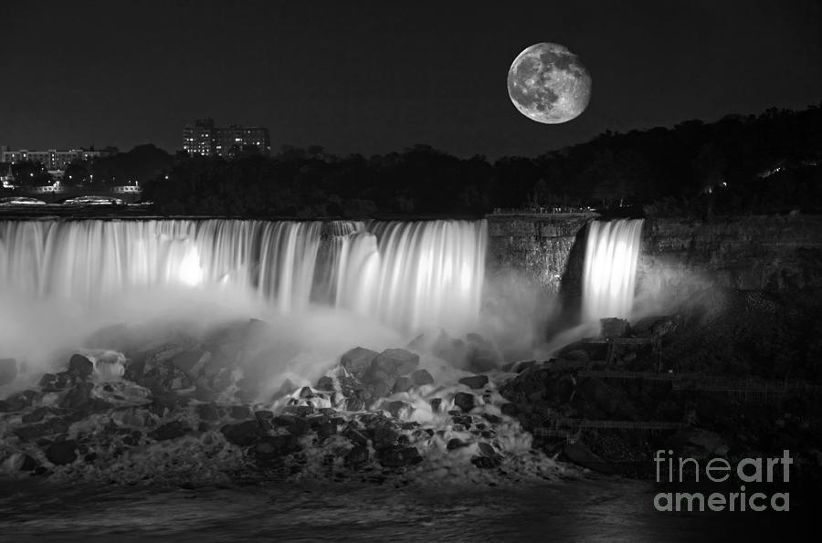 Super Moon Over the Falls Photograph by Charline Xia
