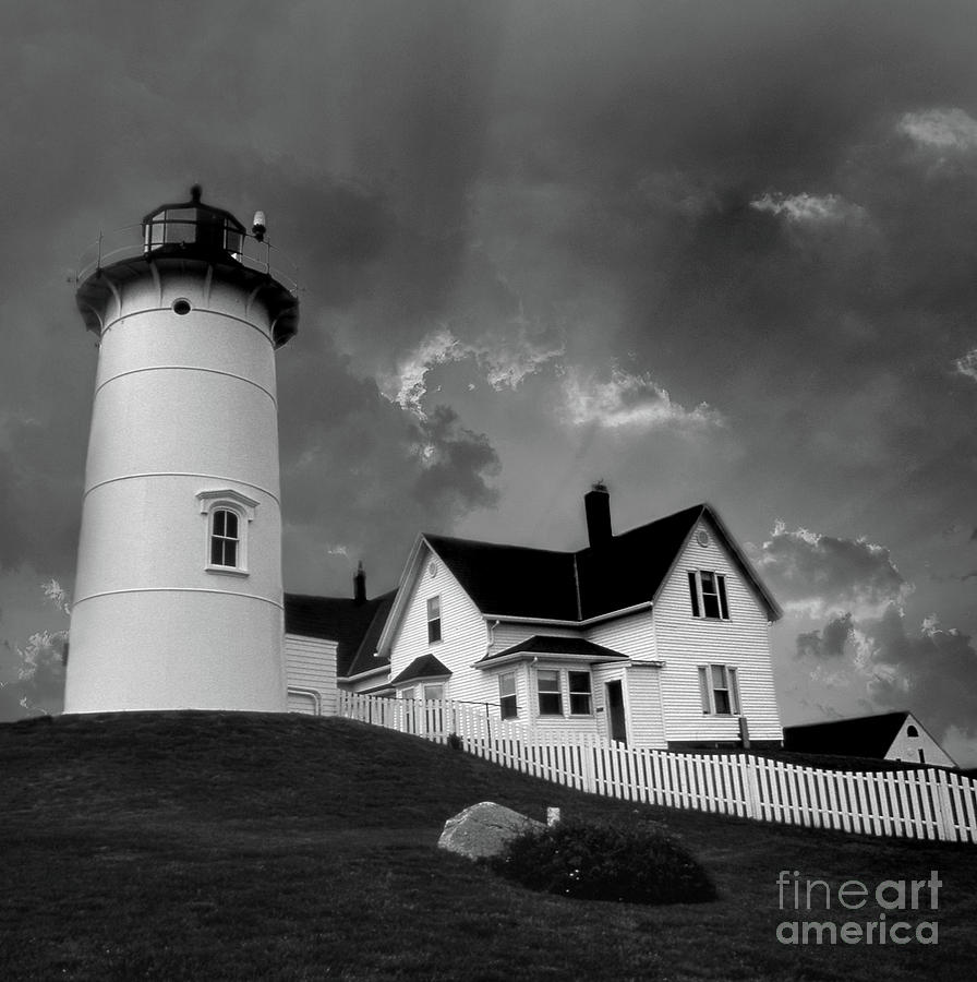 Nobska Lighthouse Bnw Photograph by Skip Willits