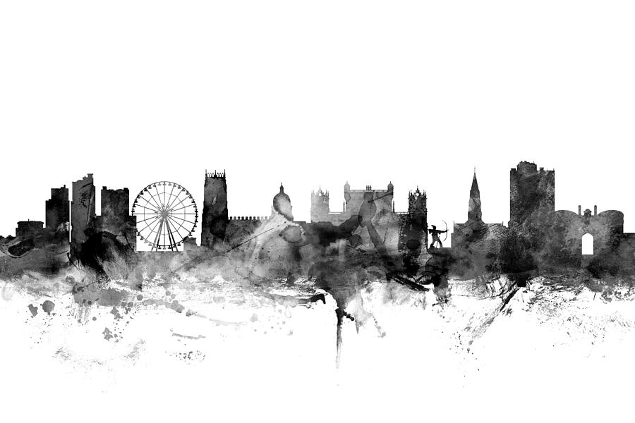 Nottingham England Skyline #2 Digital Art by Michael Tompsett
