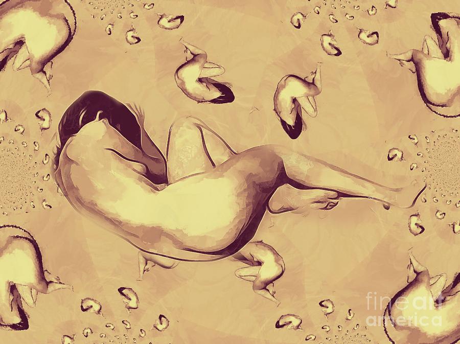Abstract Painting - Nude in the Style of Escher by Mb #2 by Esoterica Art Agency