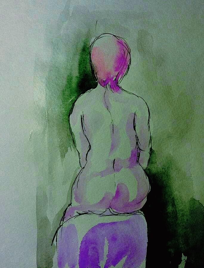 Nude study wc #2 Drawing by Hae Kim