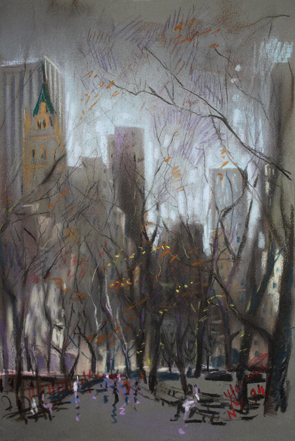 NYC Central Park #2 Pastel by Ylli Haruni