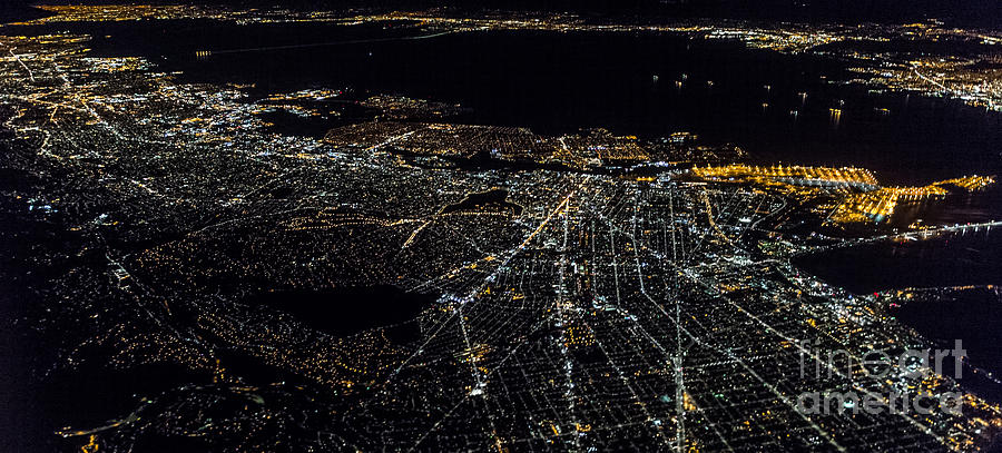 Oakland California at Night Aerial Photo #1 Photograph by David Oppenheimer