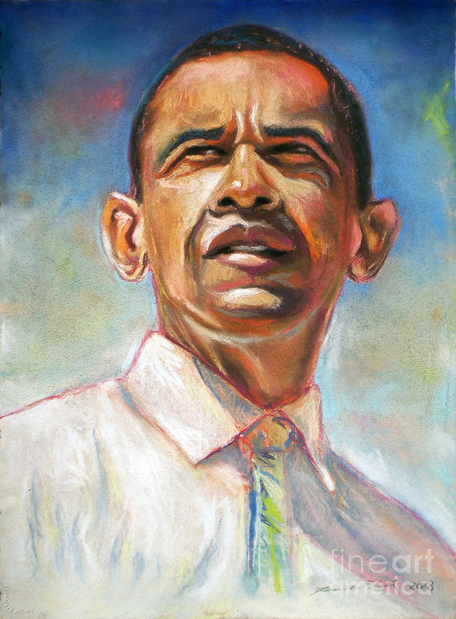Barack Obama Drawing - Obama 08 by Dennis Rennock